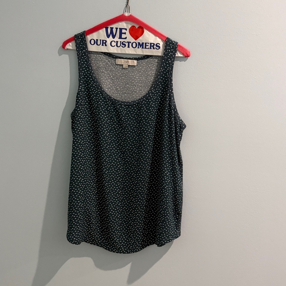 LOFT Navy Polka Dot Tank Top